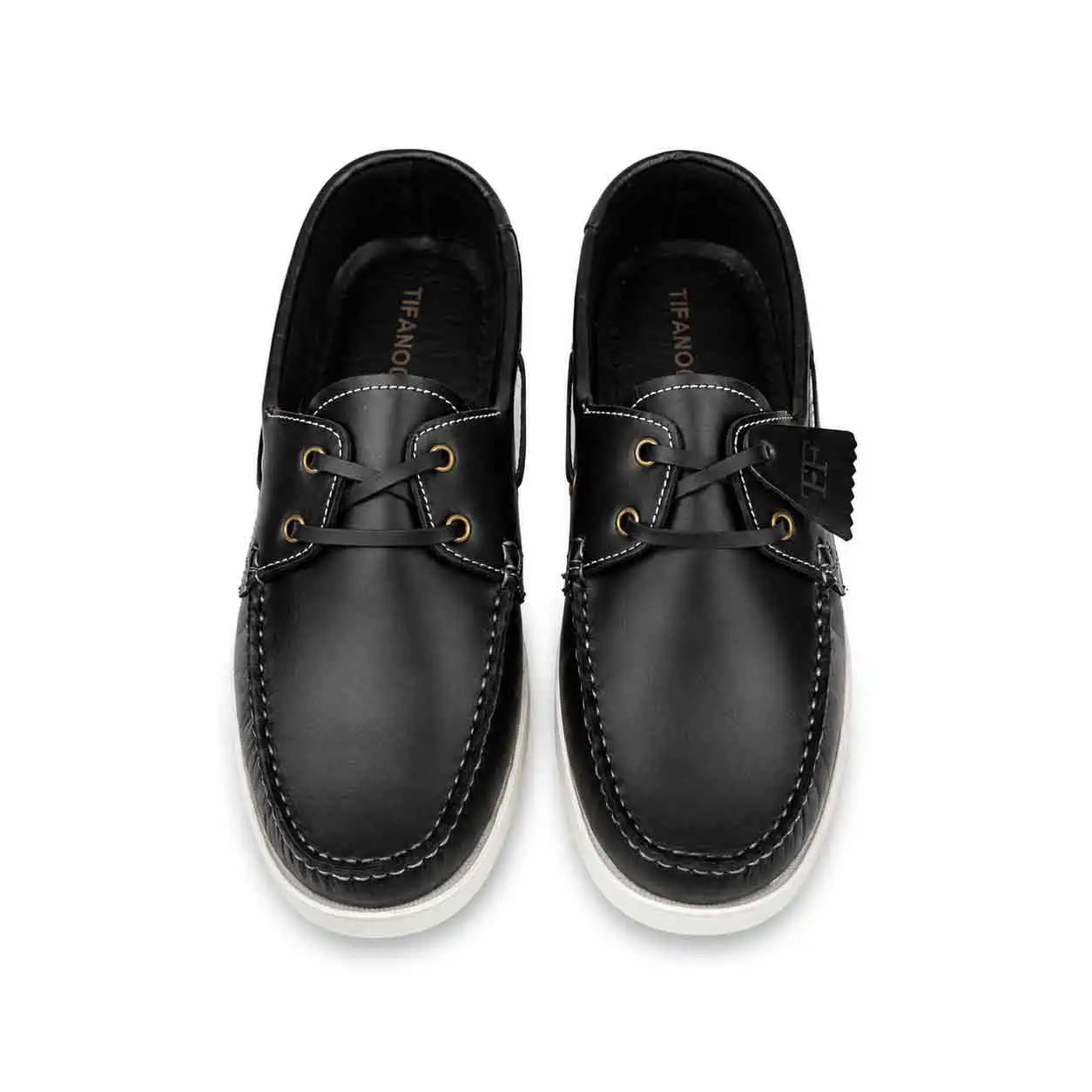 chaussure bateaux homme SEB02 noir cuir  miniature